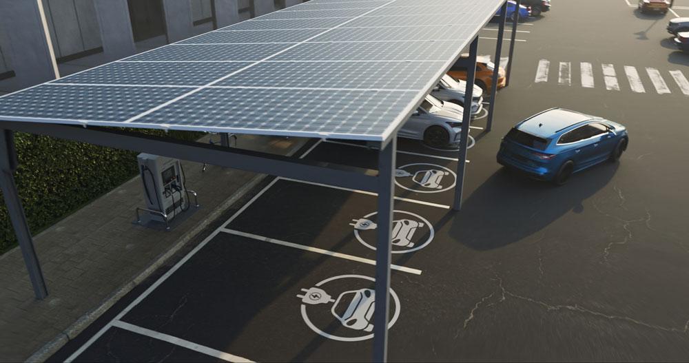 Solar carport with EV charging